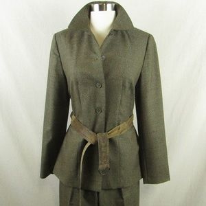 ANN TAYLOR LOFT LADIES BROWN PANTSUIT WITH BELT